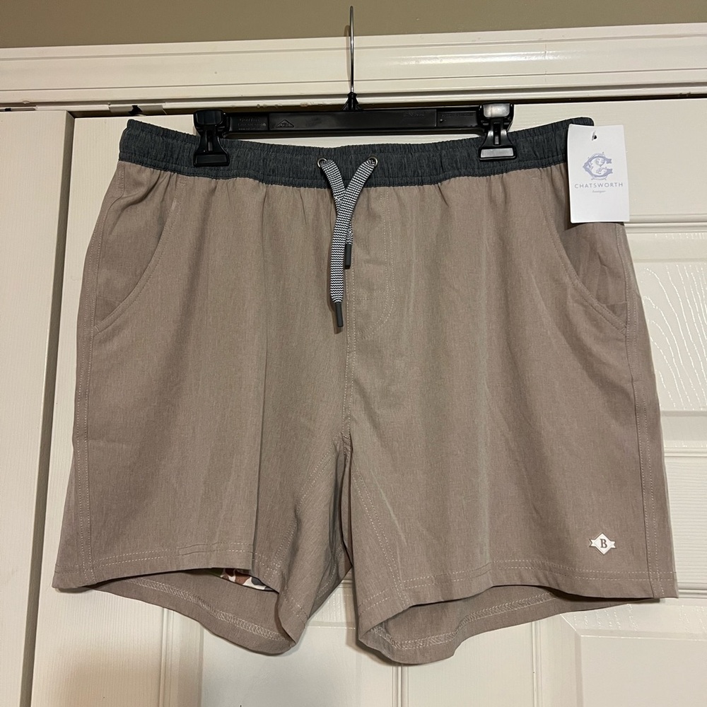 BURLEBO Men's Athletic performance Tan Shorts